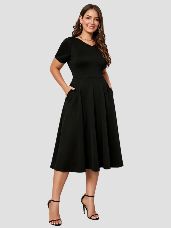 plus-size-black-v-neck-waist-cinched-midi-dress-with-pockets (6)